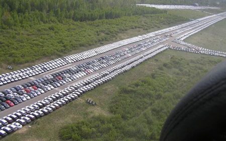Russian airport as parking lot