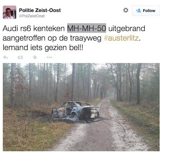 Er is opnieuw een uitgebrande Audi RS gevonden