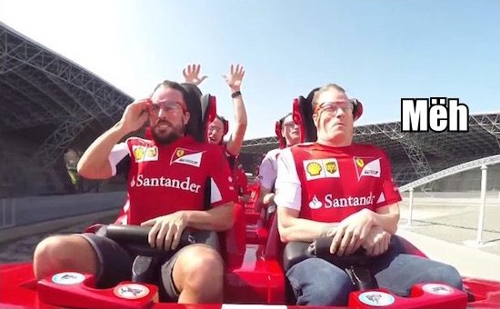 Kijk hoe Kimi Raikkonen totaal niet onder de indruk is van de snelste achtbaan ter wereld